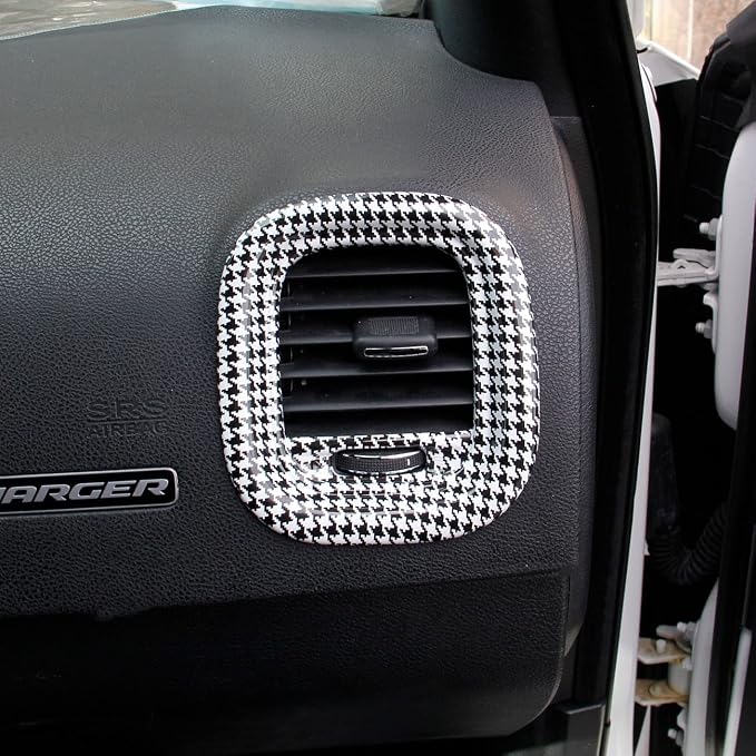 crosselec Black and White Pattern Air Vent Cover AC Outlet Trim kit for Dodge Charger 2015+