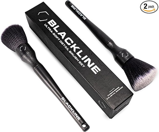 Blackline Car Detail Brushes- Luxury Car Detailing Brush Set for Interior and Exterior - Best Auto Detailing Brushes - Premium Car Detailing Brushes (Ultra Soft Bristles)