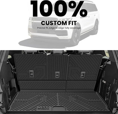 LASFIT Floor Mats&Cargo Backrest Mat for 7&8 Seats Ford Expedition Standard & Lincoln Navigator Standard 2025 2026 2027,Costom Fit All Weather Protection TPE Easy Clean Floor Liners,4pcs.