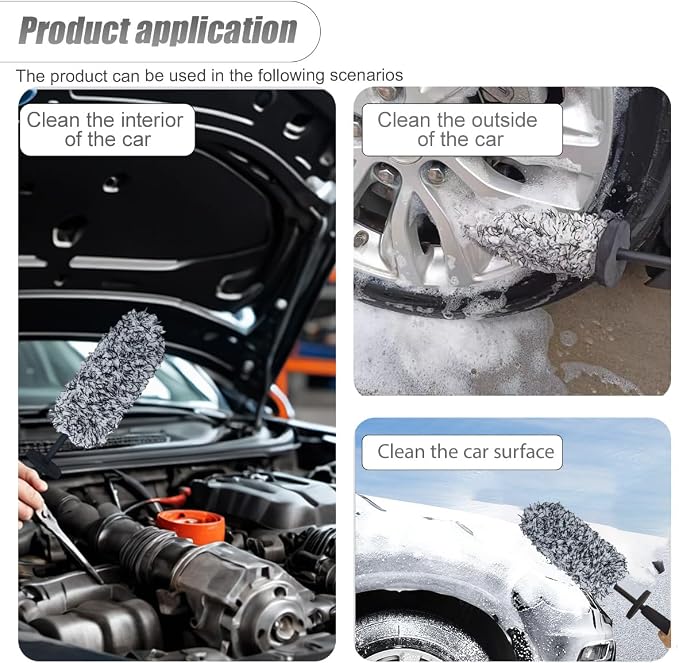 ZIMISI Car Wheel Cleaner Brush, Soft Microfiber Wheel Rim Cleaner, Non Scratch Car Detailing Brush, Highly Water Absorption & Removable Tire Brush, Vehicle Rim Wash Tool (Grey)