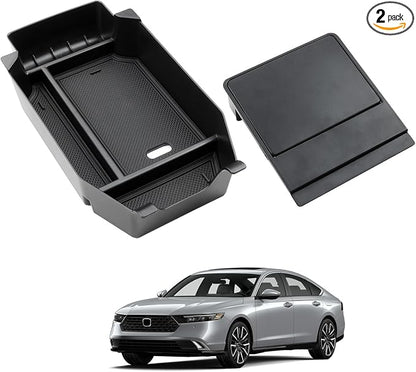 2PCS Center Console Organizer Tray for 2026 2023-2025 Honda Accord Gen 11th Accessories, Armrest Storage Box and Hidden Storage Organizer for Accord LX EX Sport EX-L Sport-L Touring Hybrid & Gas