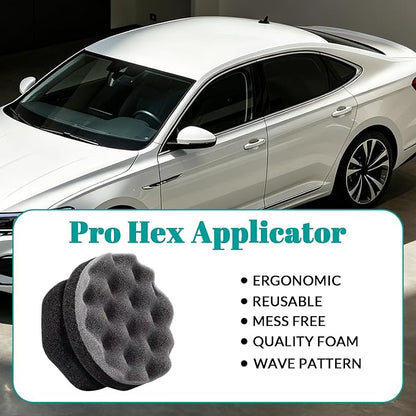 3 Pack Polishes Pro Tire Shine Applicator - Hex Grip Tire Dressing Applicator Pad for Car Detailing - Ergonomic Wave Texture Foam Sponge for Tire Wax Gel Gloss - Mess-Free Wheel Cleaning Tools