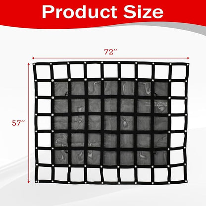 Heavy Duty 57" x 72" Truck Bed Cargo Net with Adjustable Cam Buckles & S-Hooks & Cross Strap,4.75' x 6' Cargo Net with 1500LBS Capacity for Pickup Truck Bed Trailer SUV Jeeps
