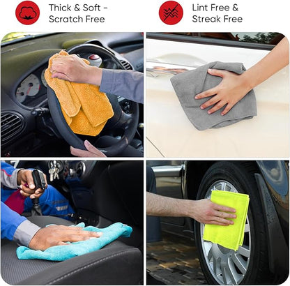 AIDEA Microfiber Cleaning Cloth 12 Pack, Microfiber Towels for Cars, Soft & Absorbent Cleaning Rags, Premium Lint Free Shop Towels for House, Kitchen, Car, 12inx16in