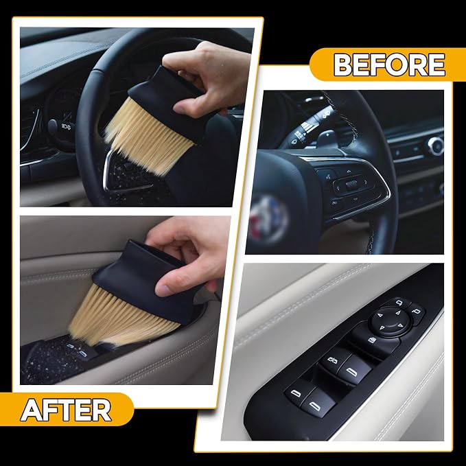 2PCS Car Detailing Brush, Automotive Interior Dusting Brush, Soft Car Interior Cleaning Tool for Dashboard Interior, Leather, Keyboard, Scratch-Free
