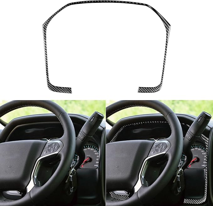 Real Premium Carbon Fiber Fit for Chevy Silverado/GMC Sierra 1500 2014-2018 for 2500/3500HD 2015-2019 Car Speedometer Frame Trim Dash Decals Sticker Decoration Auto Interior Accessories Cover Black