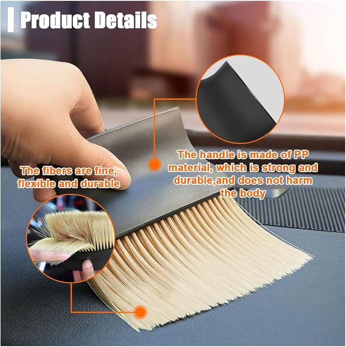 Auto Interior Dust Brush - Soft Bristles Car Duster Interior Household Cleaning Dust Car Detailing Brush - Whisk Broom Car Cleaning Brushes Dusting Tool for Auto Dashboard Interior & Exterior (2PCS)