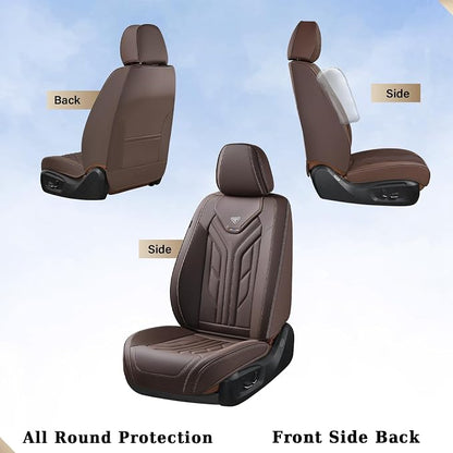 Coverado Car Seat Covers Full Set, Car Seat Protectors Leather Seat Covers for Cars, Automotive Seat Covers Car Accessories Universal Fit for Most Sedans SUV Pick-up Truck(Coffee)