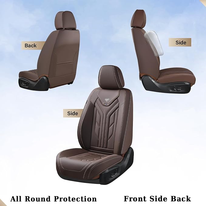 Coverado Front Seat Covers, Car Seat Covers Front Seats, Leather Seat Covers for Cars, Automotive Seat Covers Car Seat Protector Car Accessories Fit for Most Sedans SUV Pick-up Truck(Coffee)