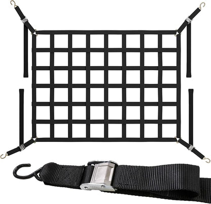 US Cargo Control Cargo Net for Pickup Truck Bed 5.5 FT x 4.2 FT, Adjustable Truck Cargo Net with S-Hooks & Cam Buckles, Fits Short Pickup Beds - Can Also Use in Trailers, Garages, Sheds
