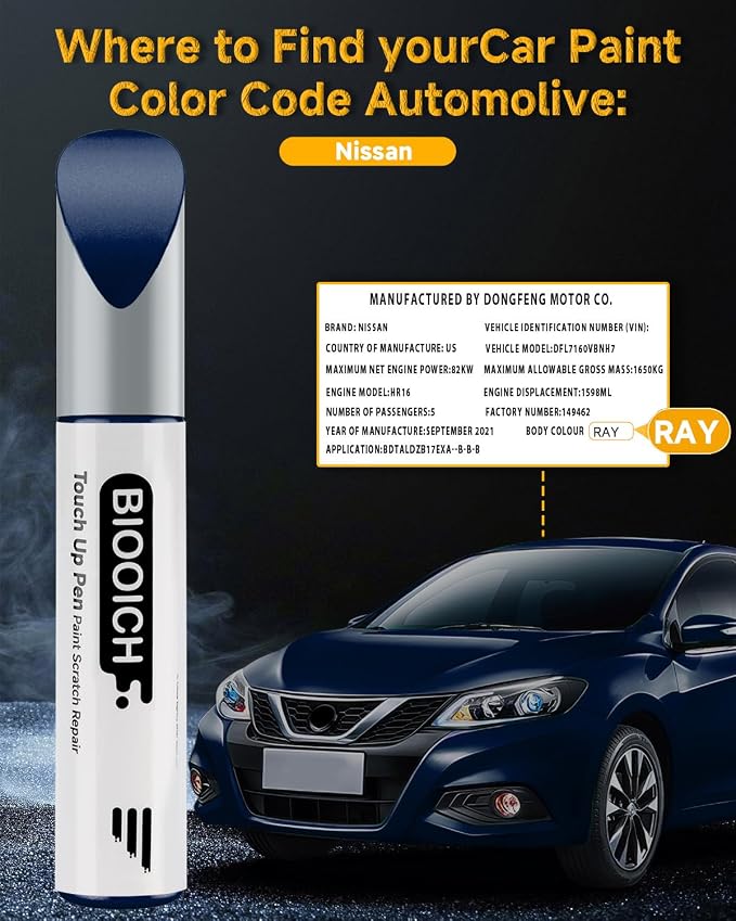 Touch Up Paint Pen Exact Color Match Car Chip and Scratch Repair (for Nissan, Deep Blue Pearl(RAY))
