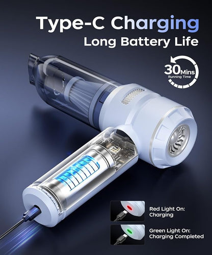 VNOST Car Vacuum,3 Suction Modes,Portable Mini Cordless Cleaner with 50000pa Suction Power,Type-C Charge,Handheld Vacuum for Home,Car,Birthday Gifts for Men Dad Husband (Blue)