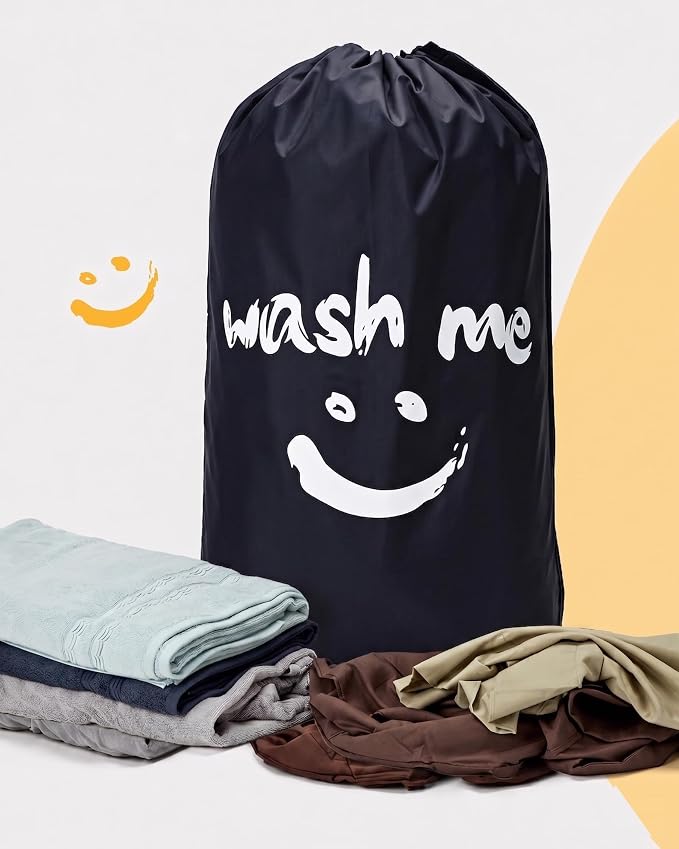 HOMEST 2 Pack XL Wash Me Travel Laundry Bag, Dirty Clothes Organizer, Large Enough to Hold 4 Loads of Laundry, Easy Fit a Laundry Hamper or Basket