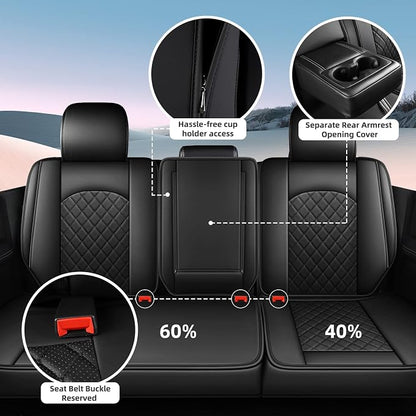 FREESOO Seat Covers for Dodge Ram 2019-2026 Ram 1500 Crew Quad Regular Cab 2011-2026 2500 3500 Mega Cab Bighorn Longhorn Laramie Tradesman, with Flat Bench, Black