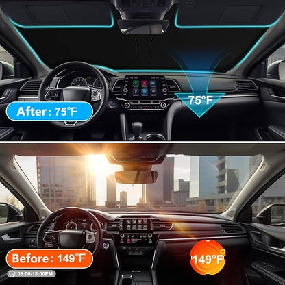 Car Windshield Sun Shade for 2018-2024 2025 2026 Honda Accord Front Window Sun Visor Reflector 210T Blocks UV Rays Foldable Sunshade Car Interior Protection Accessories
