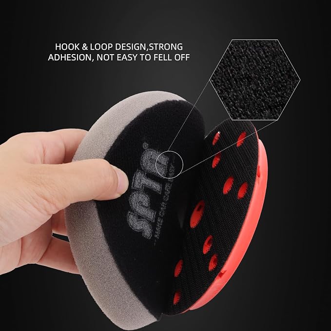 SPTA PRO Gray Ultra-Fine Finishing Foam Polishing Pads,1Pcs 3 Inch 80mm Backing Plate Compound Buffing Sponge Pads for Car Buffer Polisher Compounding, Polishing and Waxing-SF303