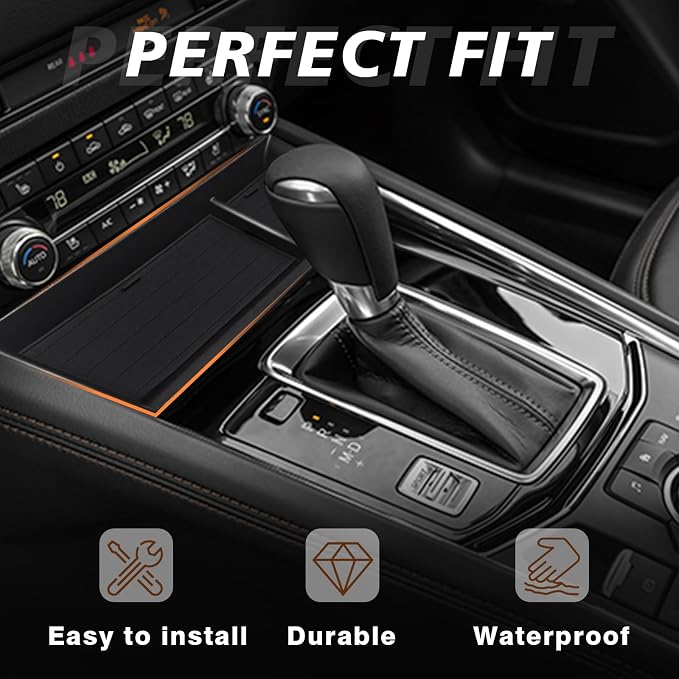 Muslogy Center Console Front Organizer Compatible with Mazda CX5 CX-5 Accessories 2022-2025 Tray Storage Coin Holder Gear Shifter Front Storage Inserts Organizer Armrest Box Secondary Accessories