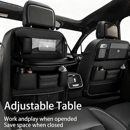 Car Seat Organizers,Multi-functional Back Seat Protectors, Storage Pouches, and Tray Holders (for Cars, Kids, Seat Back and Rear Seats)（Leather 1 Pcs）