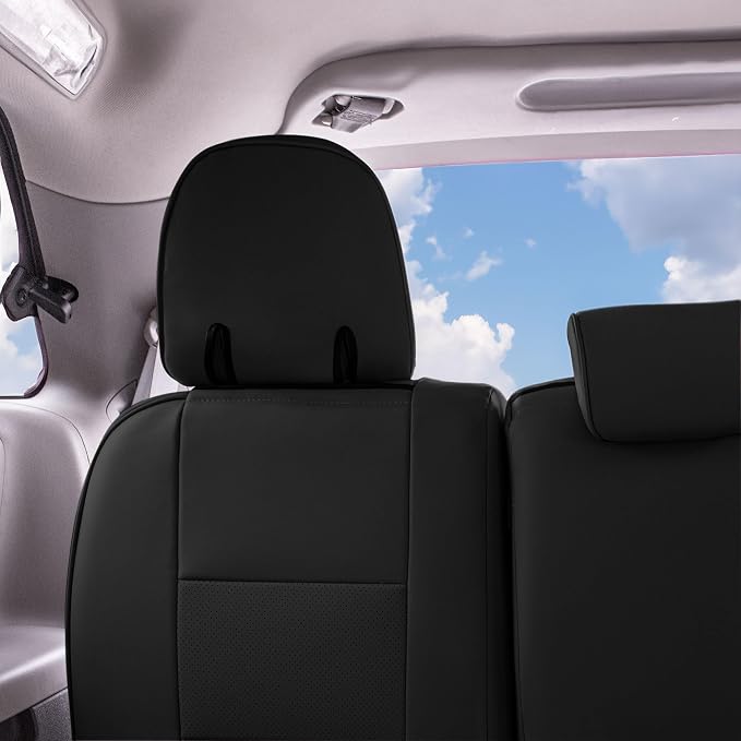 FH Group Custom Fit Car Seat Covers Specifically Made for 2011-2020 Toyota Sienna 7 Passenger, Car Seat Cover 3rd Row, Automotive Seat Covers in Black Faux Leather, Waterproof and Washable Seat Covers