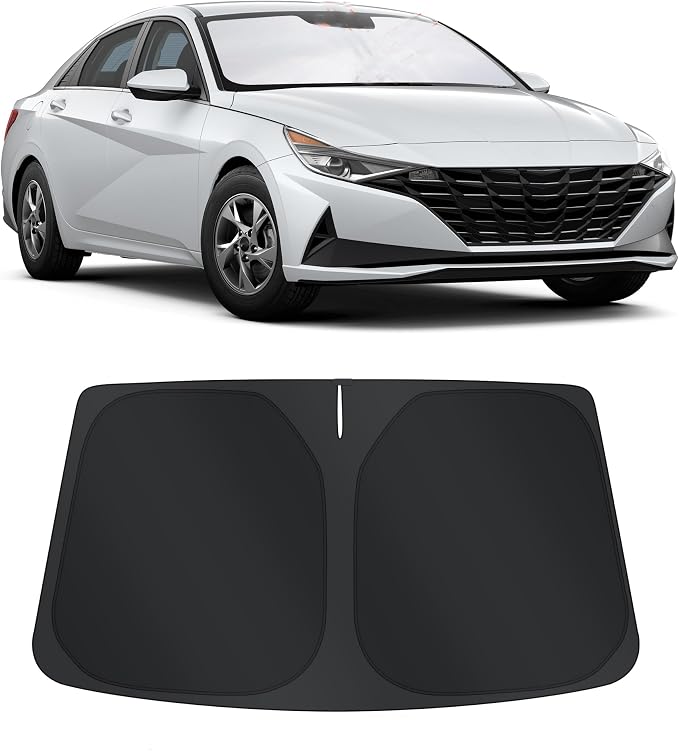 TINGLU Sun Shade for Hyundai Elantra 2021-2024 2025 2026 Accessories Windshield Sun Shade Window Shade UV Rays Protection Sun Visor Cover with Steering Wheel Sunshade Storage Bag