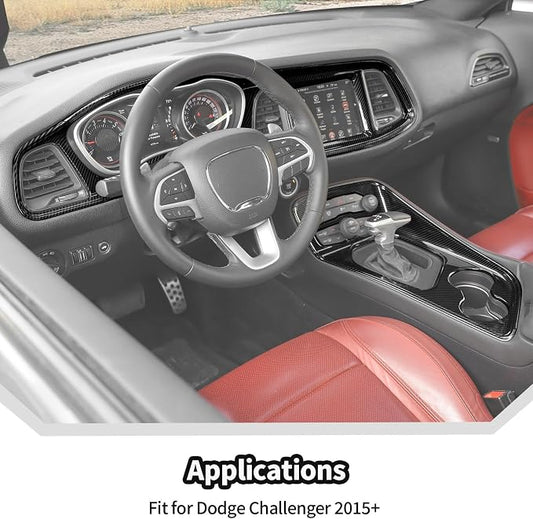 JeCar for Challenger Carbon Fiber Interior Center Console Trim Kit Fit for 2015-2023 Dodge Challenger Interior Accessories