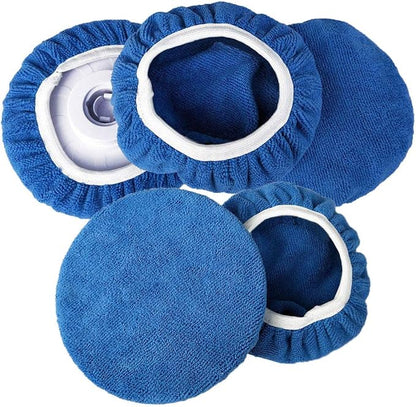 ZYTC Car Polishing Waxing Sleeve Polisher Pad Bonnet Microfiber Pad Soft Pack of 5 (Dark Blue, 7"-8")