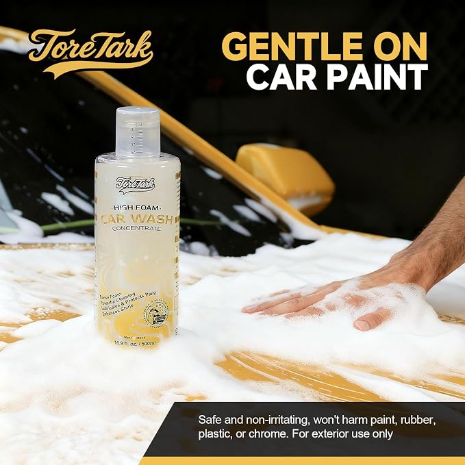 toretark Car Wash Soap - High Foam, pH-Balanced & Concentrated Car Shampoo, Works with Foam Gun, Cannon & Bucket, Safely Deep Cleans Sediment, Dust and Oil Stains - 500ml (17 fl oz)