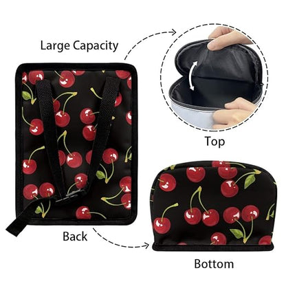 Talayituse Black Cherry Pattern Car Trash Can with Lid, Leak Proof Auto Trash Bag Hanging Vehicle Garbage Can Multipurpose Storage Container for Back Seat Road Trip
