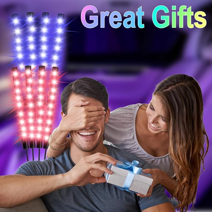 Car Interior Lights, 5V LED Strip Lights with USB Adapter, Ambient Car Lighting Kit, App & Remote Control Music Sync Color Change Strip Lights for SUVs & Trucks (48LED Beads)