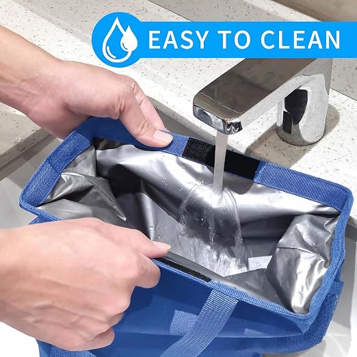 Homelove Hanging Car Trash Can with 4 Storage Pockets, Waterproof Leakproof Oxford Auto Garbage Bag, Adjustable Garbage Bag, Foldable Car Trash Bin Fit for Truck, SUV, Home, Office