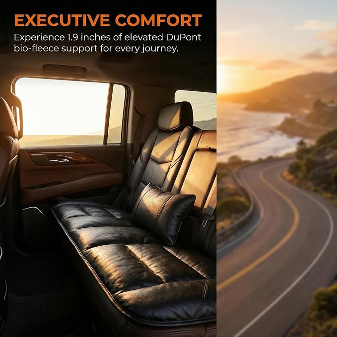 A leather rear seat cushion specially designed for cars - made by hand - can relieve pain in the buttocks, pressure points, and sciatic nerve. | Rear seat cover (Premium Black, Rear Seat Cushion)