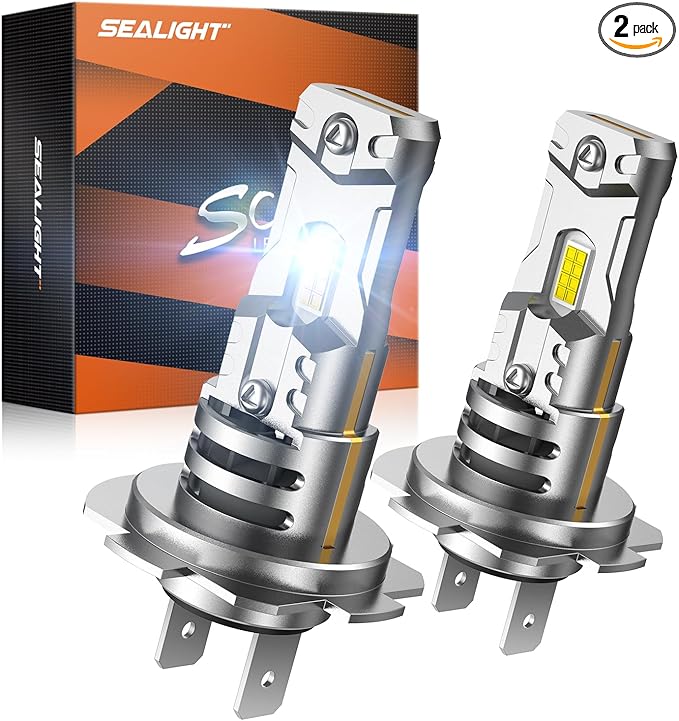 SEALIGHT h7 LED Bulb, 44,000LM 6500K Output Canbus Ready, 900% Brighter H7 Bulbs For Powersports IP68 80000Hrs Lifespan, 1：1 Size 3Mins Installation, 2 Pack