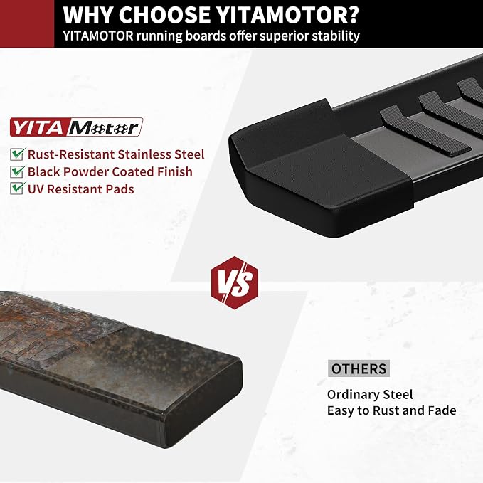 YITAMOTOR 6 Inches Running Boards Compatible with 2009-2018 RAM 1500, 2019-2024 RAM 1500 Classic, 2010-2026 RAM 2500/3500 Crew Cab, Textured Black Side Steps Nerf Bars