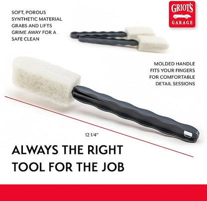 Griot's Garage Long-Reach Wheel Scrubber Brushes for Car Detailing Wheels, Tires, and Grillework, Exterior Auto Detail Products and Supplies, Set of 3, 12 1/4" Long, 15736