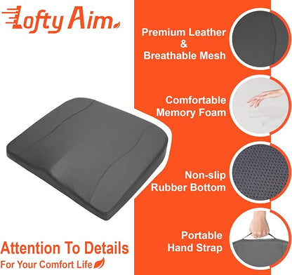Lofty Aim Car Seat Cushion, Comfort Memory Foam Car Cushions for Driving - Sciatica & Lower Back Pain Relief, Driver Seat Pillow for Auto, Office Chair, Wheelchair - Classic Grey