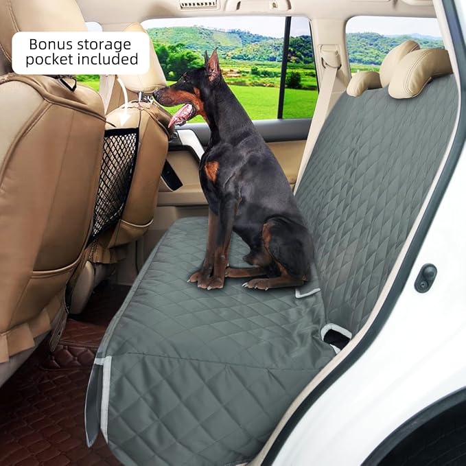 Bark Lover Dog Seat Cover for Back Seat More Durable Waterproof Backseat Protector, High Heat Resistant and Nonslip Back Seat Cover for Dogs Kids, Universal Size Fits Cars Trucks SUVs (Grey)