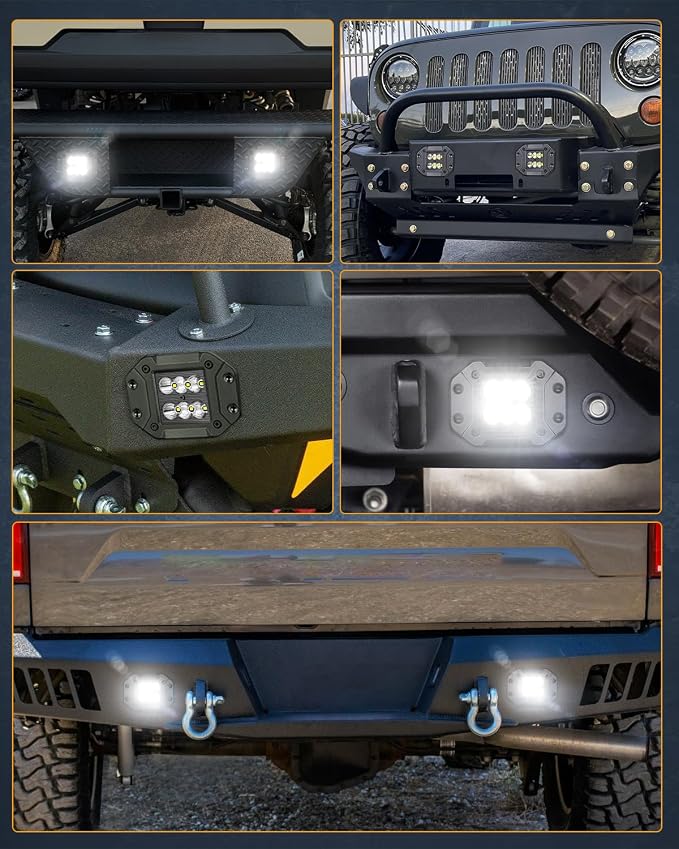 Flush Mount LED Pods, Nirider 2PCS 120W 5 Inch CREE LED Fog Lights Flush Off Road Light Pods Spot Light Bars Back Up Reverse Bumper Lights for Truck Car SXS UTV ATV Tractor Boat