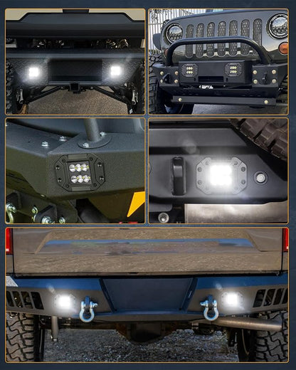 Flush Mount LED Pods, Nirider 2PCS 120W 5 Inch CREE LED Fog Lights Flush Off Road Light Pods Spot Light Bars Back Up Reverse Bumper Lights for Truck Car SXS UTV ATV Tractor Boat