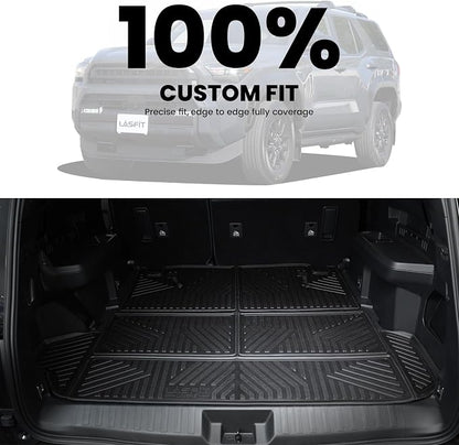 LASFIT Cargo Mat&Backrest Mat for Toyota 4Runner 2025-2026 (Only Fit 7-Seats), All Weather TPE Custom Fit Easy Clean Durable No-Curling Cargo Liner for 6th gen 4 Runner Cargo Mat, Black