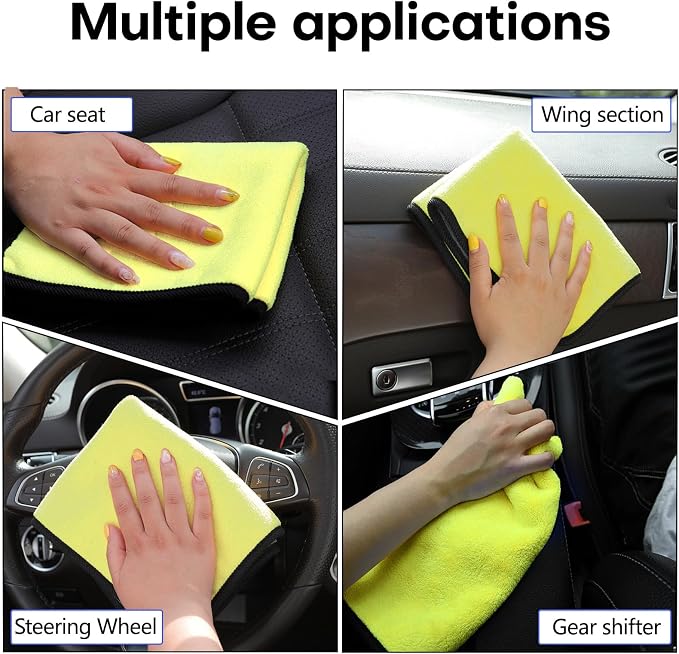 Hovom 3PCS Car Microfiber Towels, 23.62"×11.81" Lint-Free Microfiber Towels for Cars Wash Drying, Super Absorbent Cleaning Cloths, Reusable Washing & Detailing Towel, Car Cleaning Supplies (Yellow)