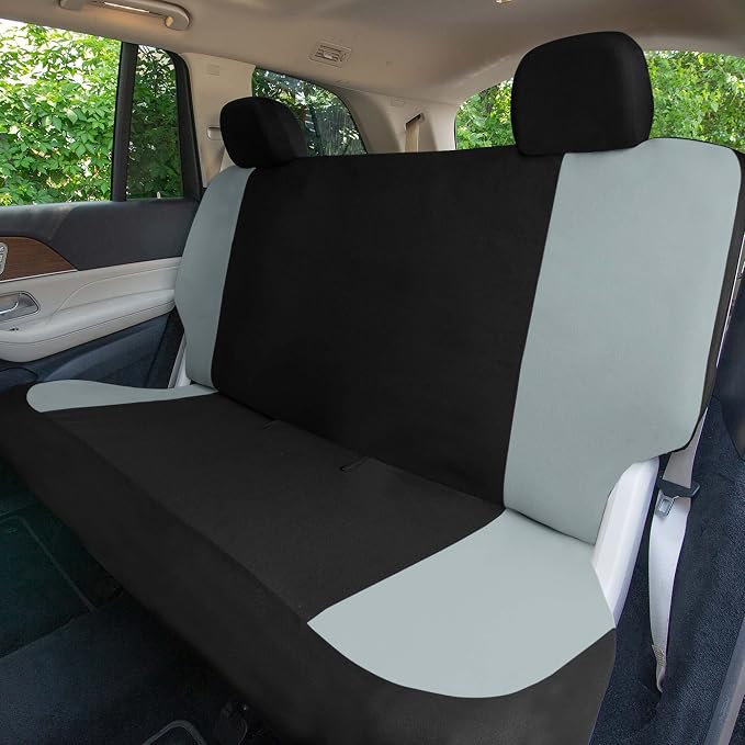 Universal Fit Chevron Flat Cloth Car Seat Covers Full Set - Gray