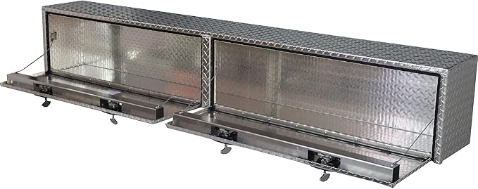 Buyers Products 1701568 Silver Aluminum Diamond Tread Topsider Truck Tool Box, 96x18x16 Inch, Made in USA, Professional Grade, Heavy Duty, Corrosion Resistant, Dual Drop Doors, Compression Latch