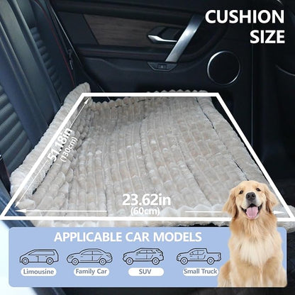 Dog Car Seat Waterproof Bed Cover Non-Slip Car Back Seat Soft and Comfortabl Pet Bed Mat Car Blanket for Travel Backseat Extender Seat Covers Dog Bed for Cars Trucks and SUVs (Brown Cover 23.6” x 51”)