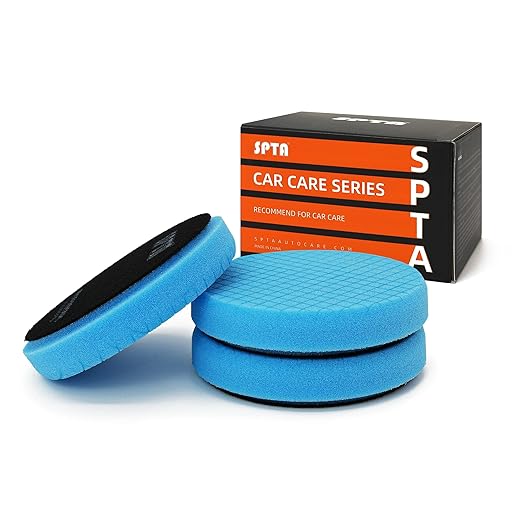 Blue T60 Moderate-Cut Foam Polishing Pads, SPTA 3Pcs 6.5 Inch Face for 6 Inch 150mm Backing Plate Compound Buffing Sponge Pads for Car Buffer Polisher Compounding, Polishing and Waxing -FPTSS6B-3