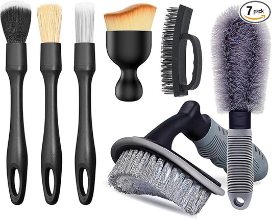 7pcs Car Detailing Brush Kit , Drill Brush Attachments Set, Soft Bristle Car Detailing Cleaning Brushes, Wire Brush Set for Wheel Tire Cleaning, Washing & Cleaning for Wheels, Vehicles & Auto Interior