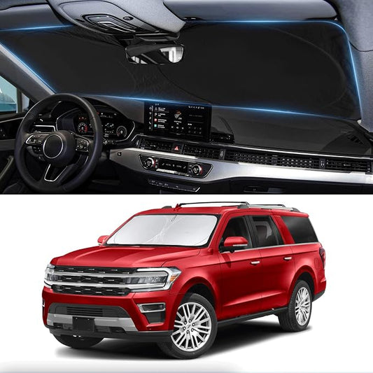 Sunshade for Expedition Windshield Sun Shade Custom-fit for 2025 2024 2023-2018 Ford Expedition SUV Accessories Foldable Front Window Shield Windshield Cover Sun Visor Protector UV Heat Reflector