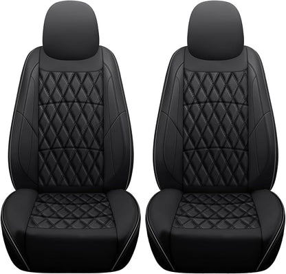NS YOLO Leather Car Seat Covers,Universal Fit for Most Cars,SUVs and Sedans,Waterproof Luxury Leatherette Cushions, 2 Seats Protectors (Black, Front Pair-2 Seats(Driver and Passenger))