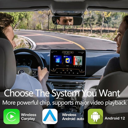 Wireless Carplay Adapter, 3 in 1 Android Auto Adapter 2025 Android 12 Ai Box Wired Carplay to Wireless Plug and Play, 8GB+128GB, HDMI Output, GPS, Video Viewing YouTube, Netflix, Tiktok, etc