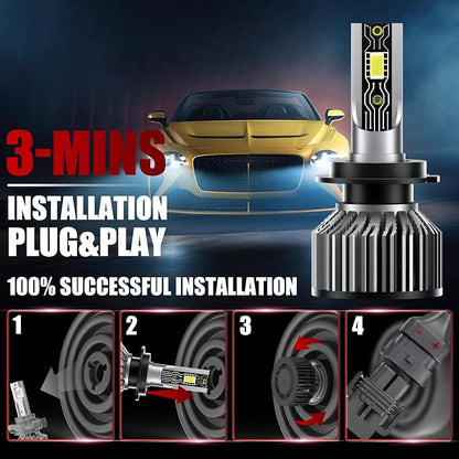 Fit for Ford Fusion Light Bulbs,H7 High Beam H11 Low Beam H11 Fog Light Bulbs 2006 2007 2008 2009 2010 2011 2012 2013 2014 2015 2016 2017 2018, 6500K White Car Light Bulbs, Plug and Play IP68 6-Pack