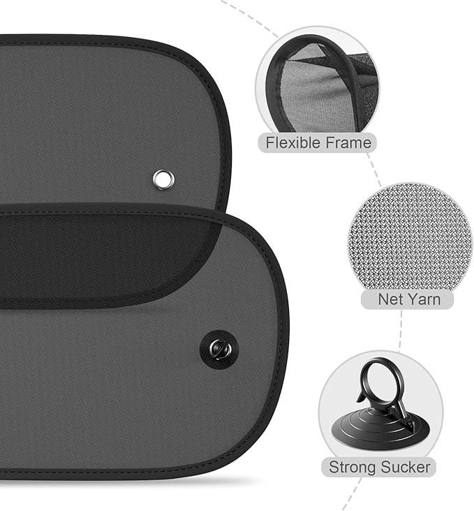 DIZA100 Car Sun Shade, 2 Pack Window Shade for Baby Universal Cling Sunshade for Side Window Sun Glare and UV Protection for Kids/Adults/Pets - 20''x12'' Fits 98% Cars(Suction Cup Stick)
